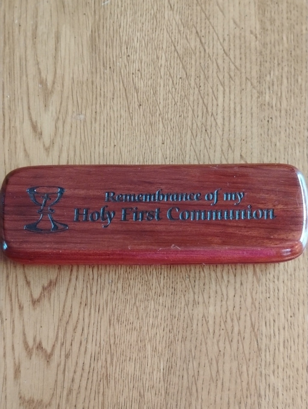 Wooden Pen Box  "Remembrance of My Holy First Communion" Keepsake Momento